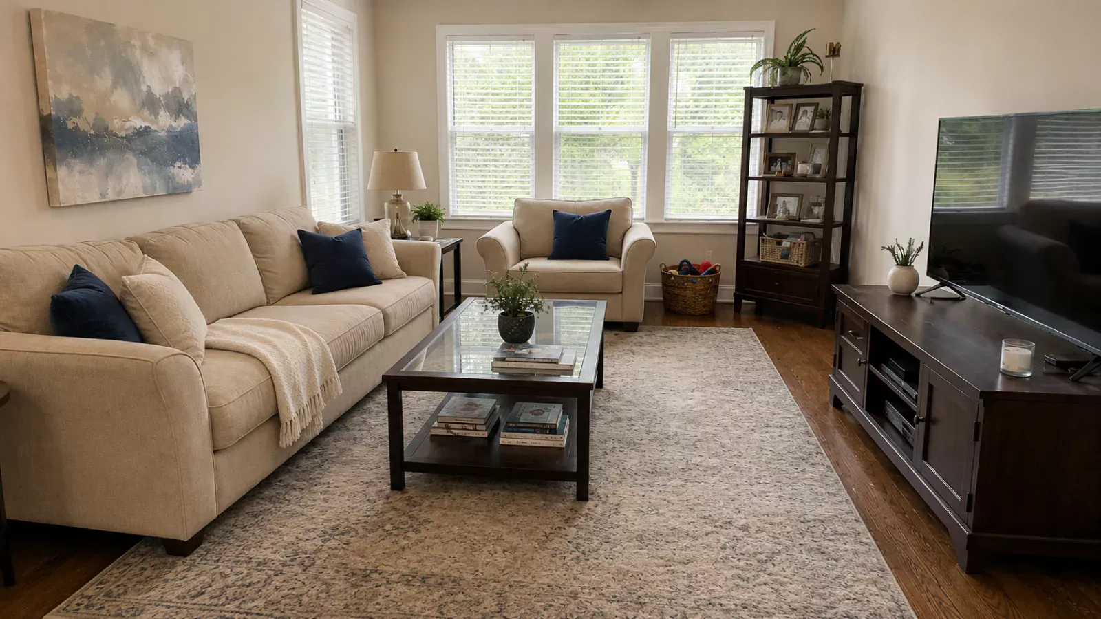 Tidy living room after a recurring house cleaning visit in New York
